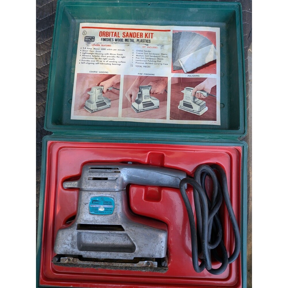 Vintage Grants Orbital Sander 1056-AT1 4000 OPM Tested Working w/ Case Pad